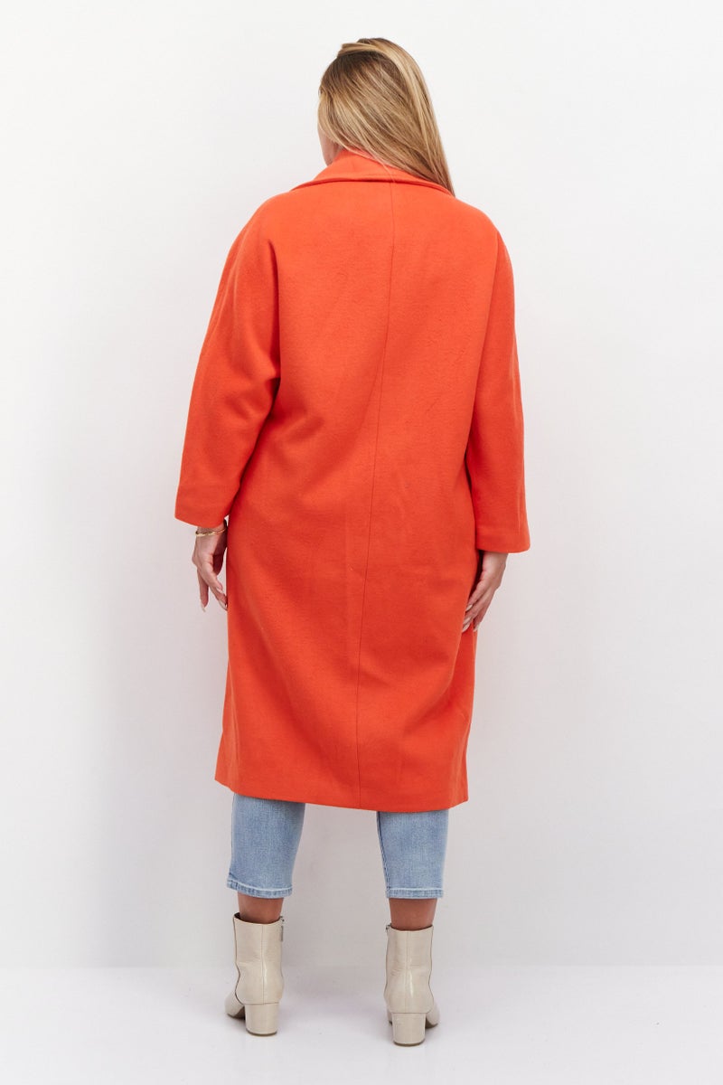 VERO MODA Women Plain Trench Coat, Orange - Image 4